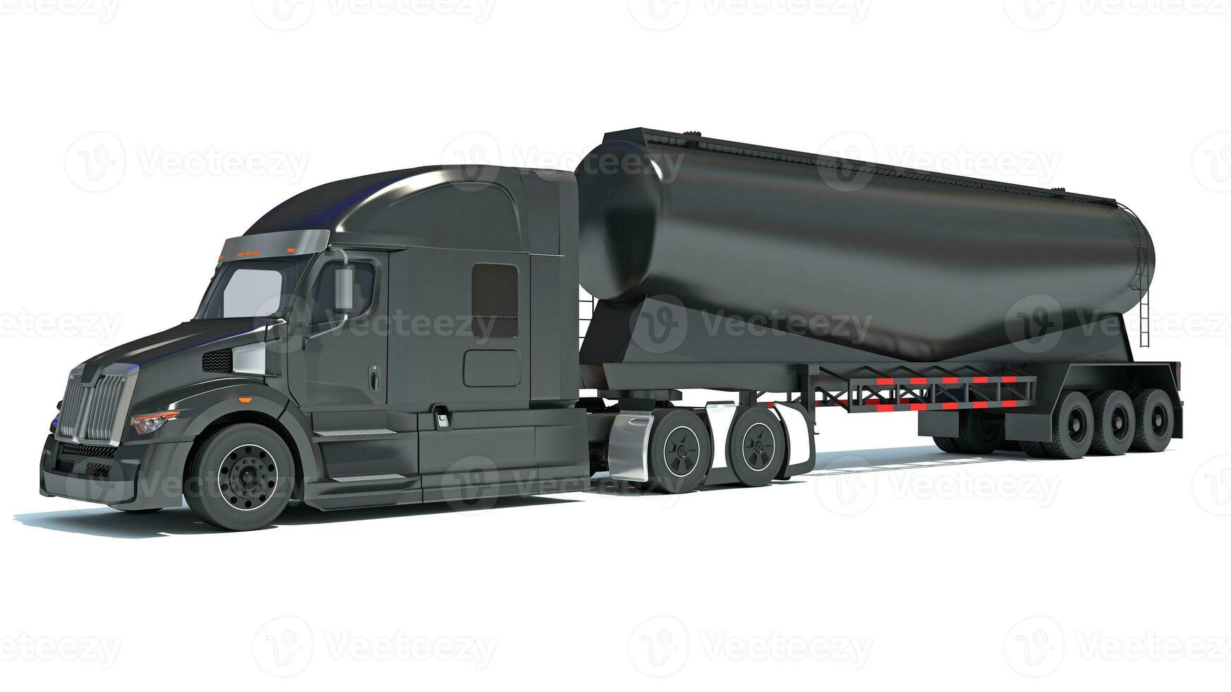 Heavy truck with tank trailer 3D rendering on white background photo