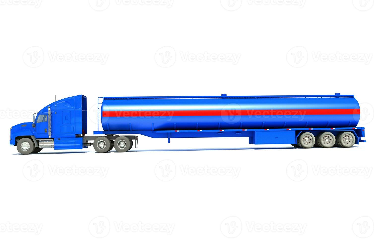 Heavy truck with tank trailer 3D rendering on white background photo