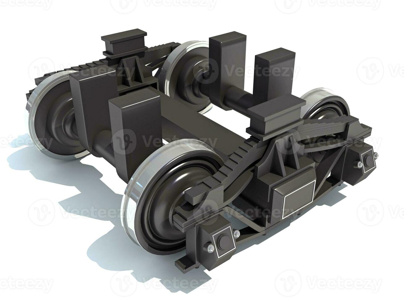 Train Wheels locomotive parts 3D rendering on white background photo