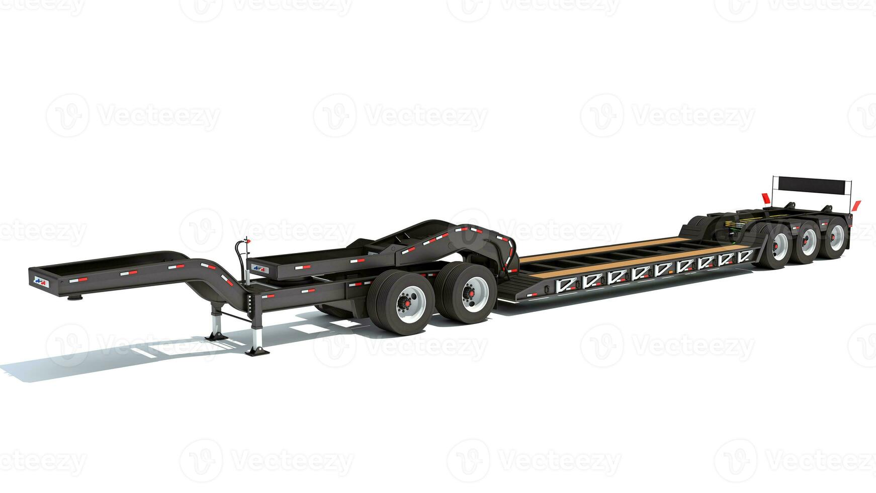 Low Loader Platform Trailer 3D rendering on white background photo