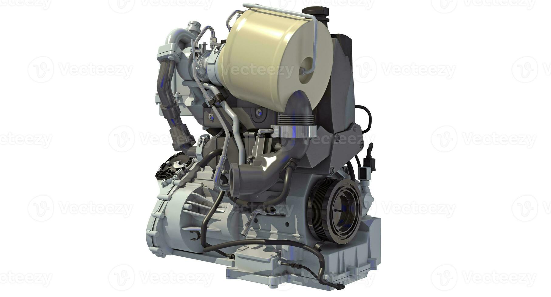 Car Engine 3D rendering on white background photo