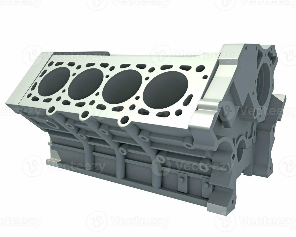 Car V8 Engine Cylinder Head 3D rendering on white background photo