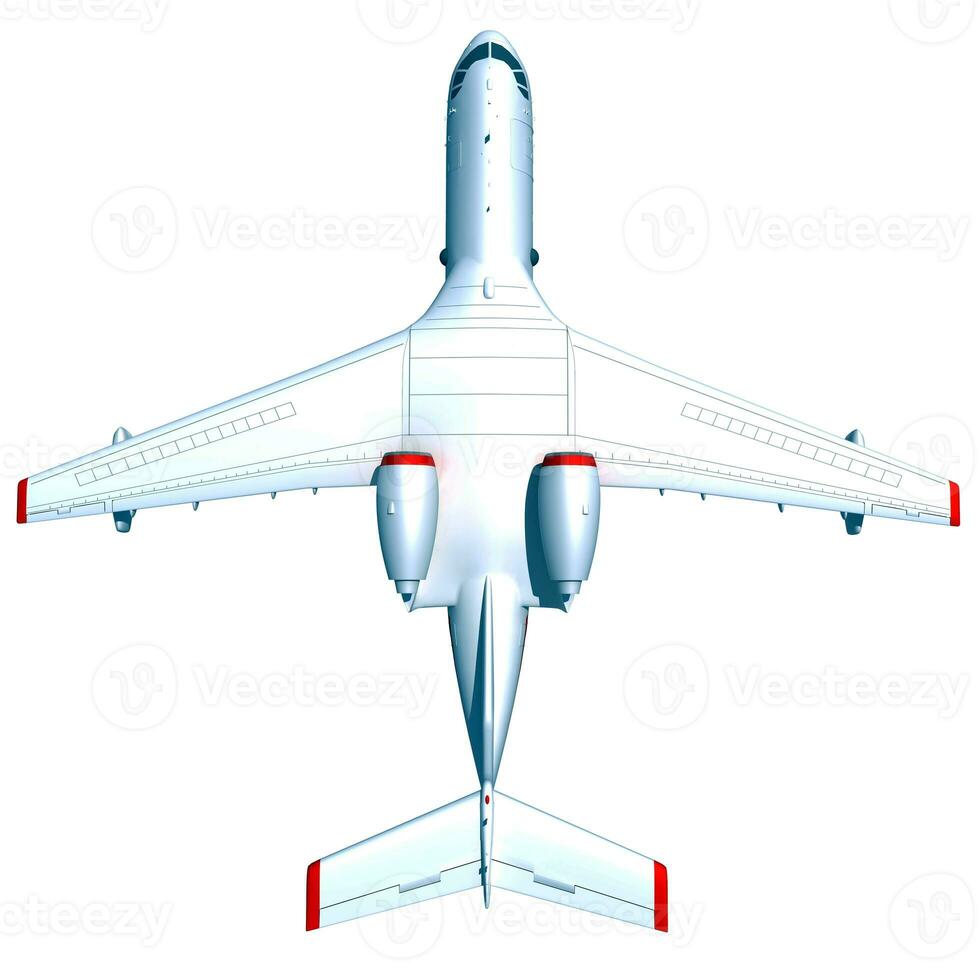 Aircraft 3D rendering airplane on white background photo