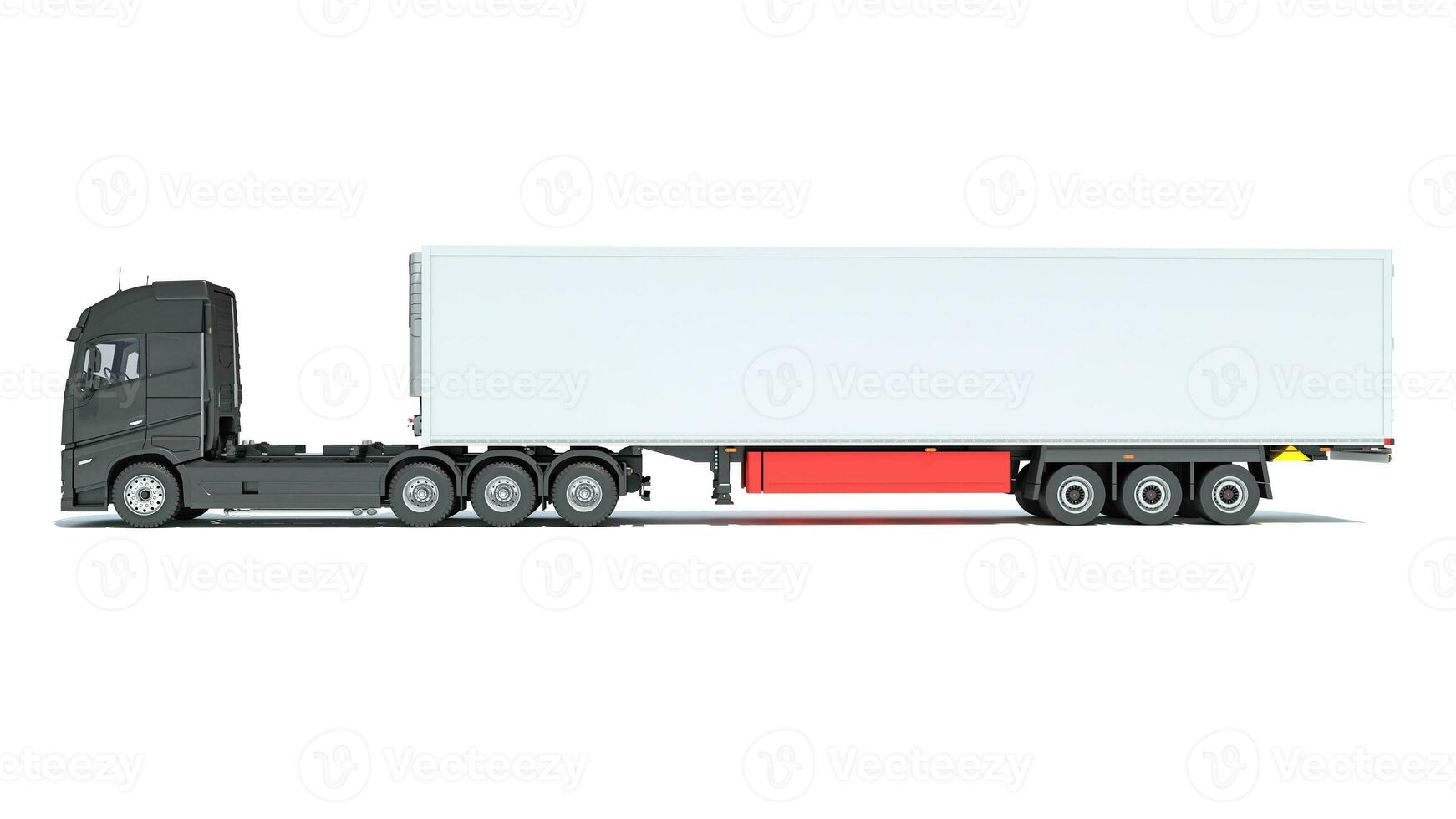 Truck with Refrigerator Trailer 3D rendering on white background photo