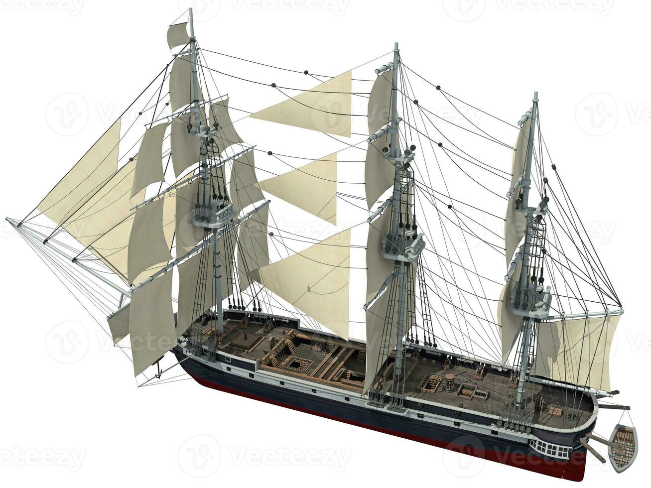 Sailing Ship 3D rendering on white background photo