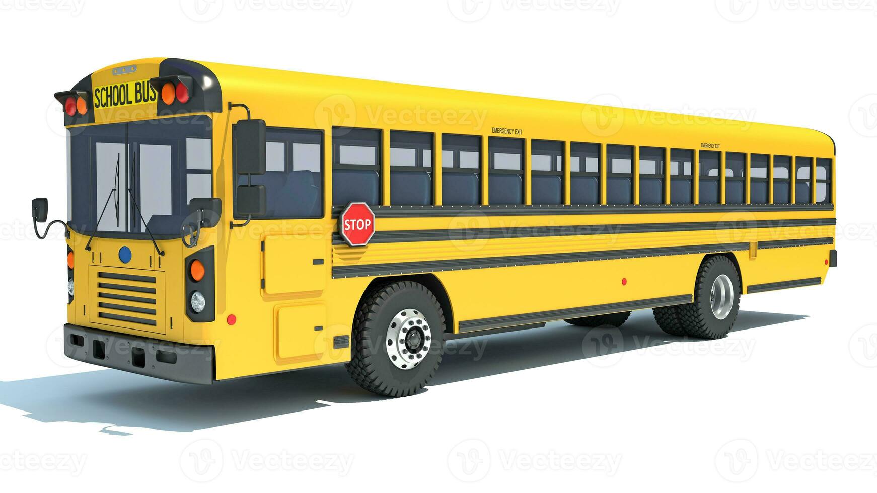 School Bus 3D rendering on white background photo