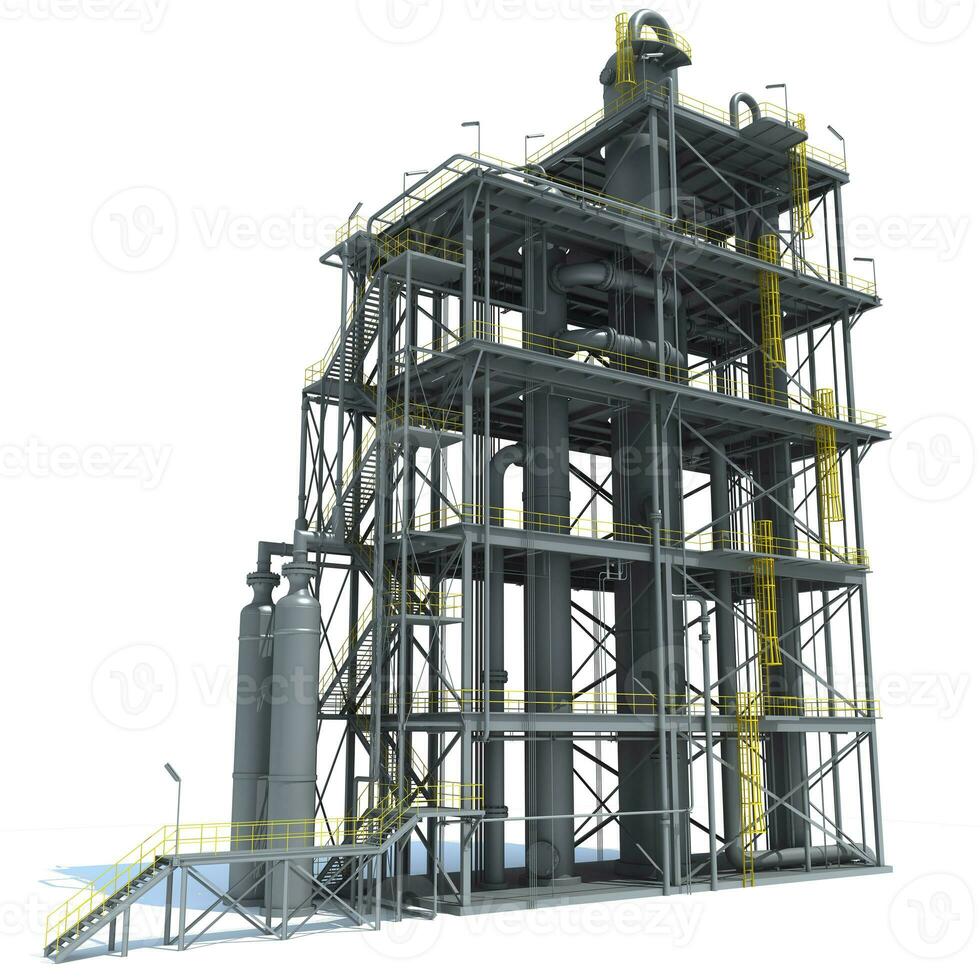 Refinery Unit industrial site 3D rendering on white background photo