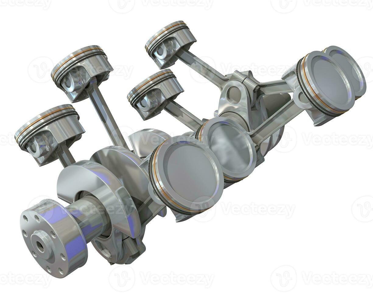 V8 Engine Cylinders 3D rendering on white background photo