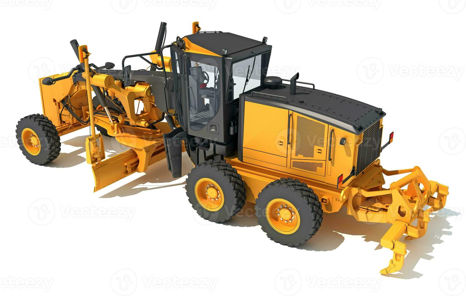 Motor Grader heavy construction machinery 3D rendering on white background photo