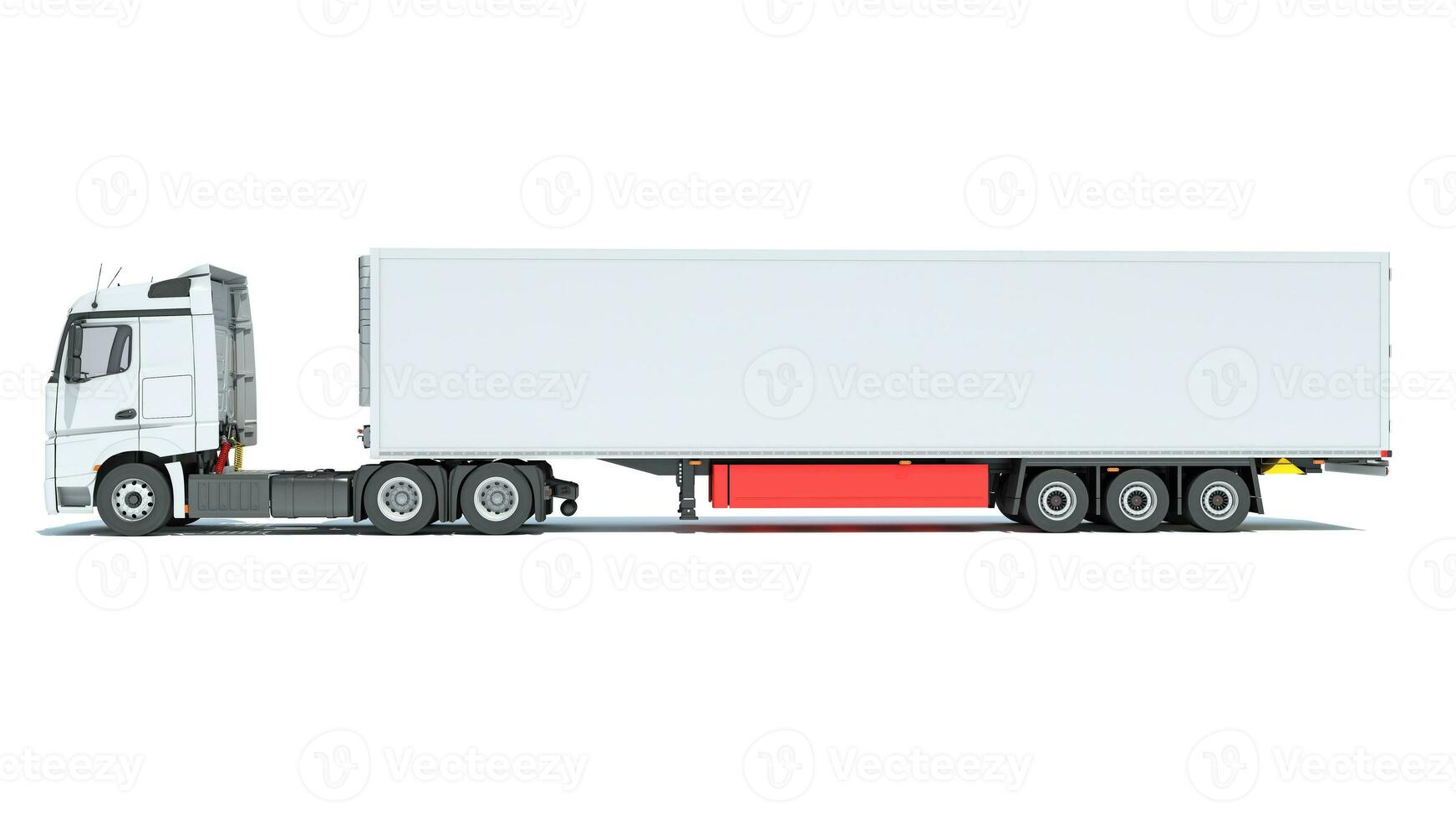 Truck with Refrigerator Trailer 3D rendering on white background photo