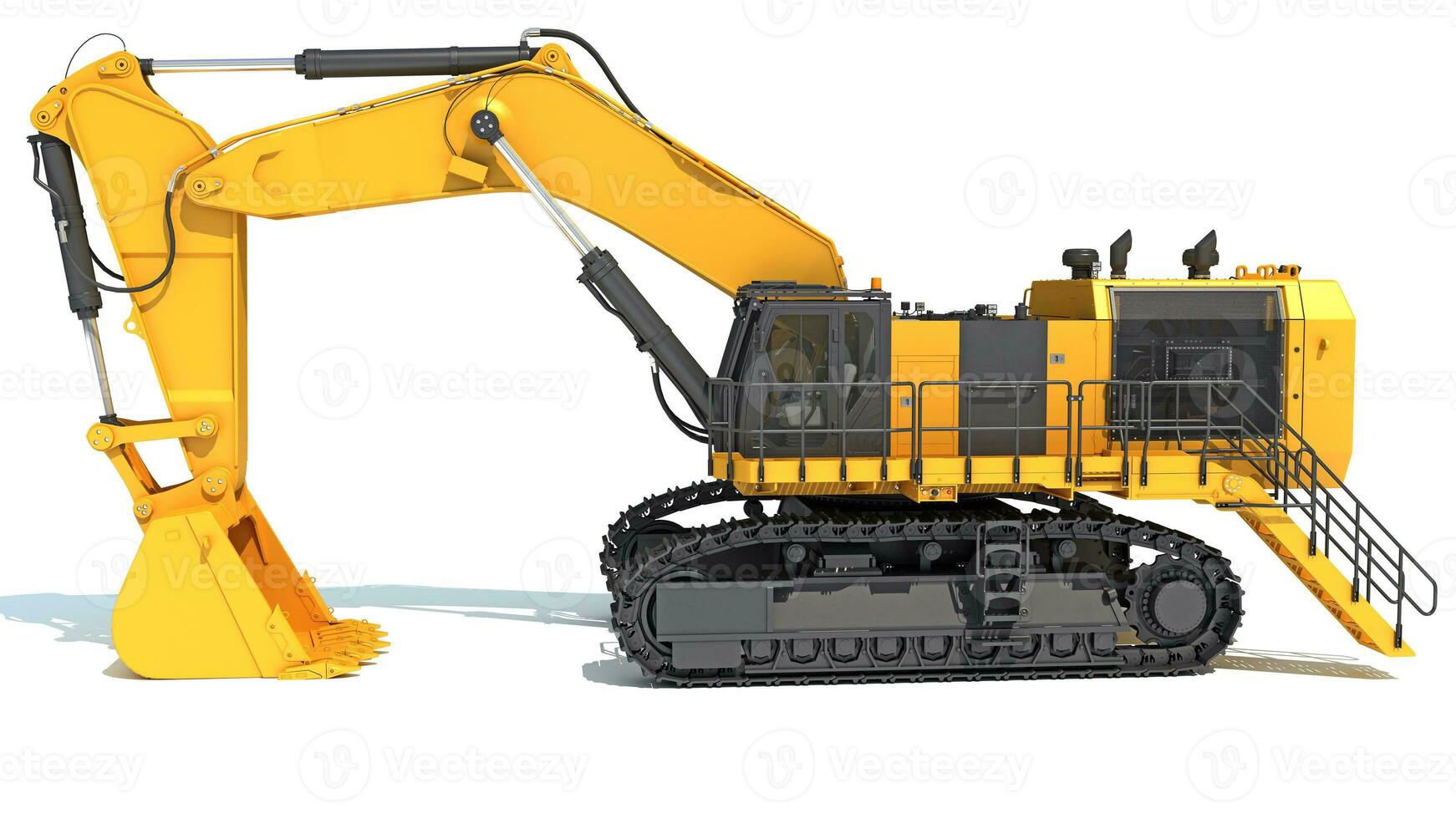 Tracked Mining Excavator heavy construction machinery 3D rendering photo