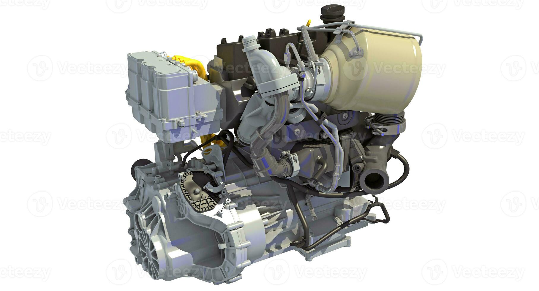 Car Engine 3D rendering on white background photo