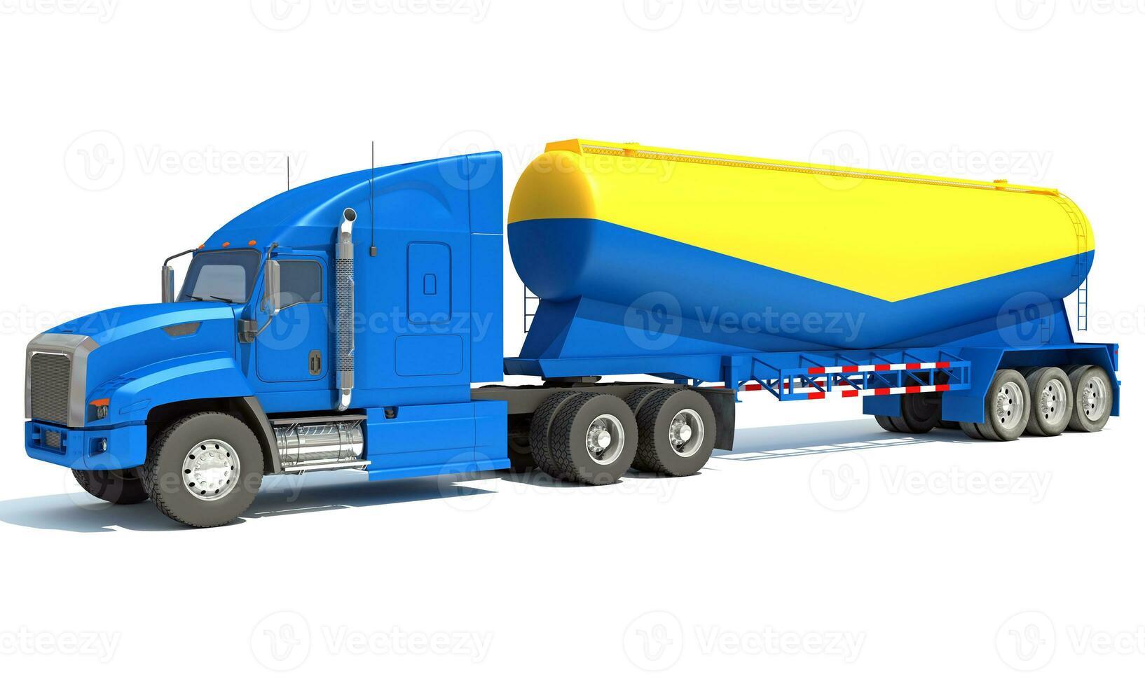 Truck with Tank Trailer 3D rendering on white background photo