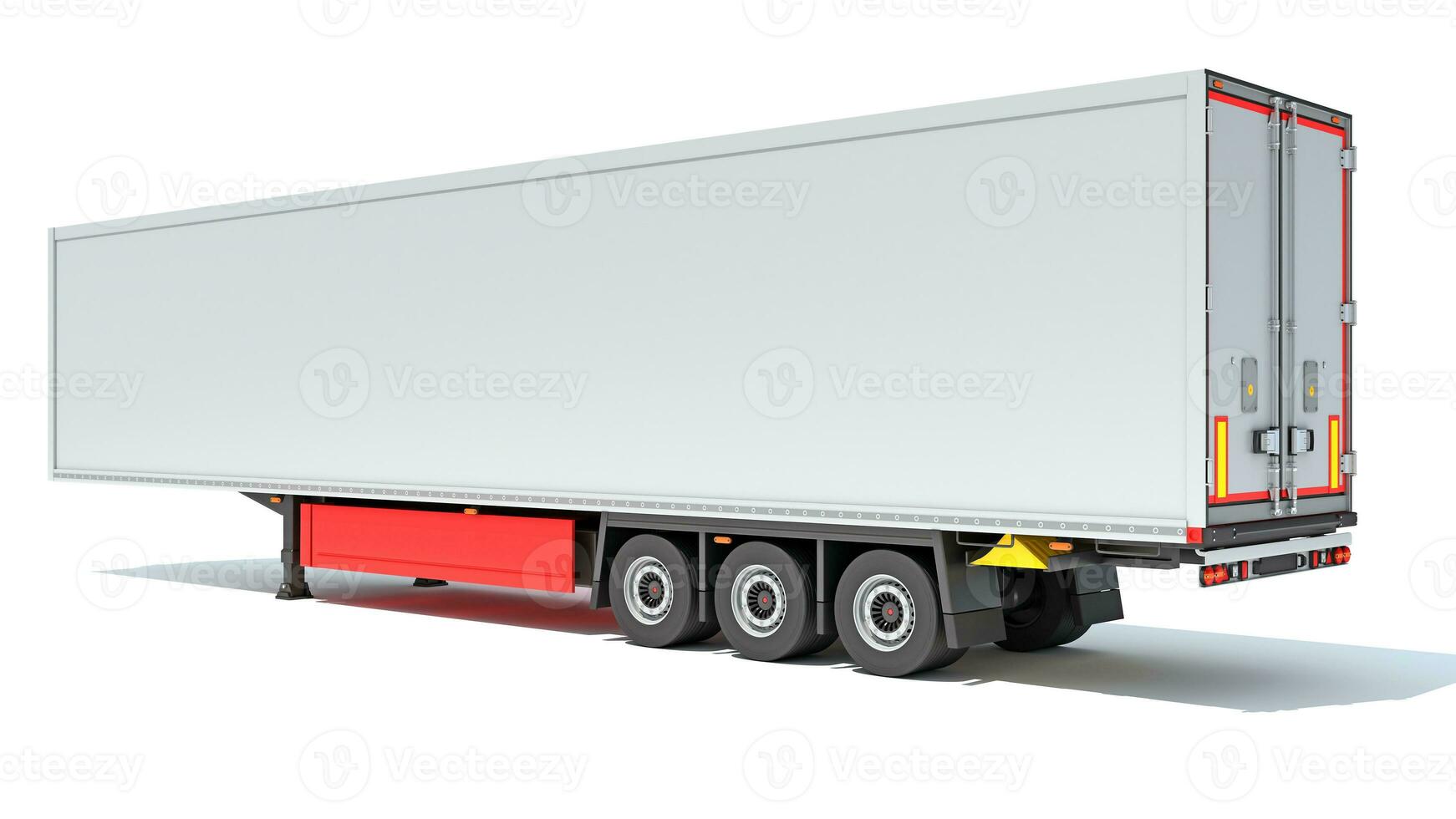 Reefer Refrigerator Trailer 3D rendering on white background photo