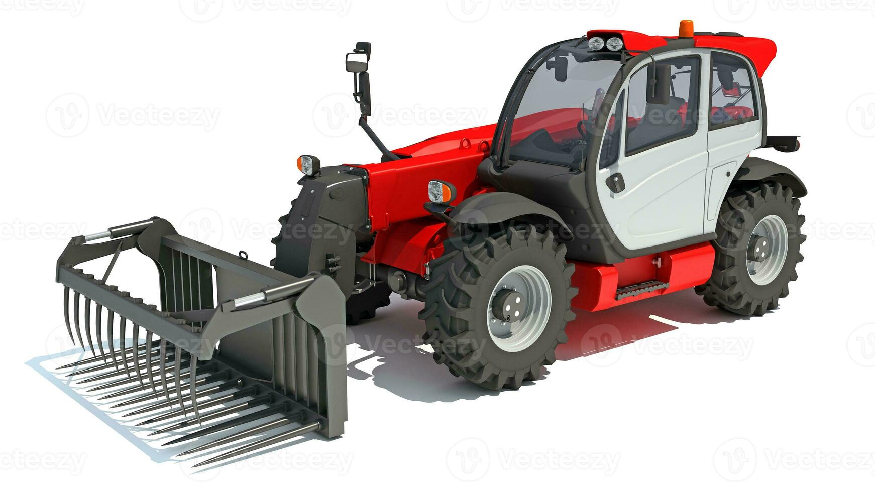 Telehandler heavy construction machinery 3D rendering on white background photo