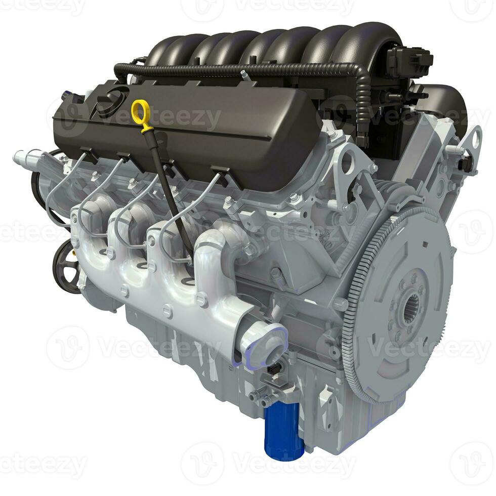 V8 Turbo Car Engine 3D rendering on white background photo