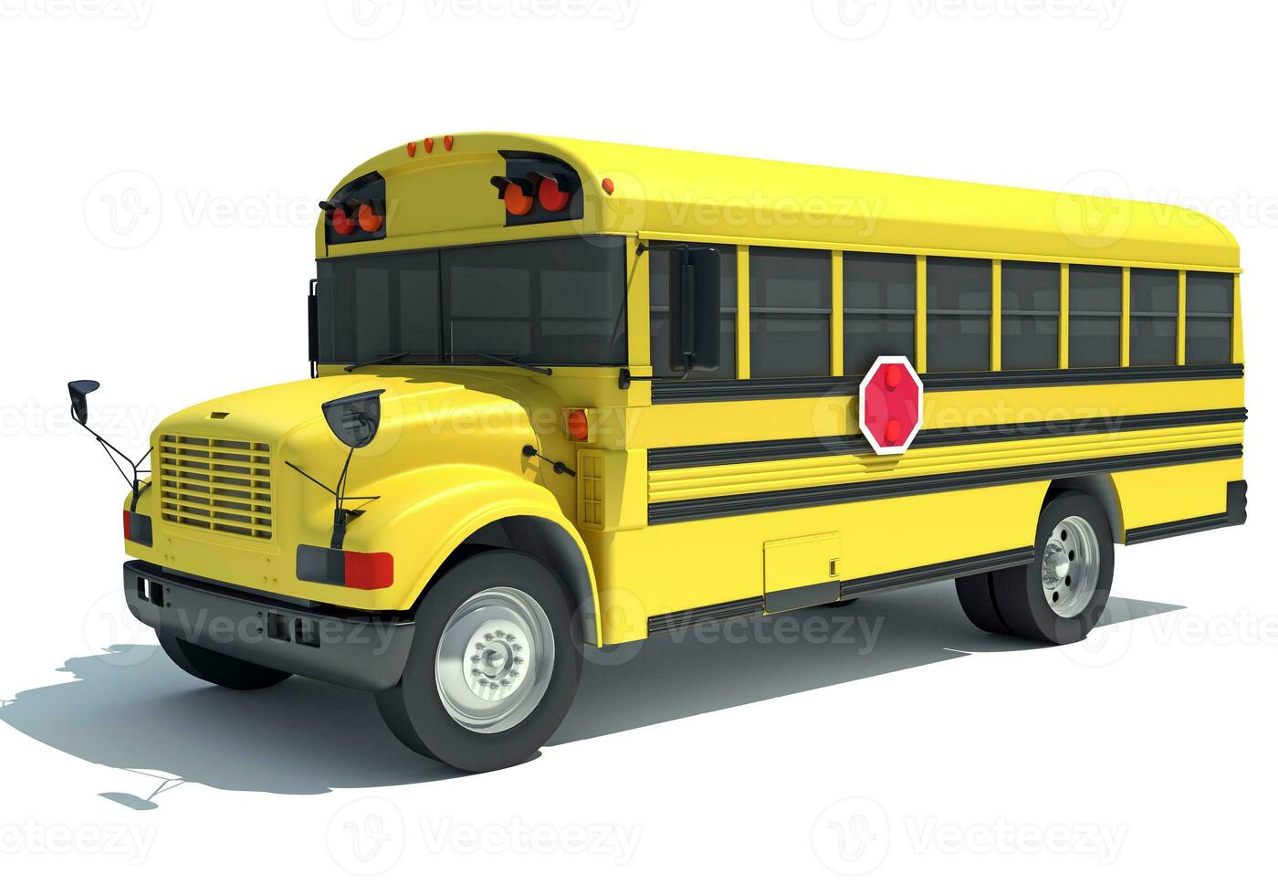 School Bus 3D rendering on white background photo