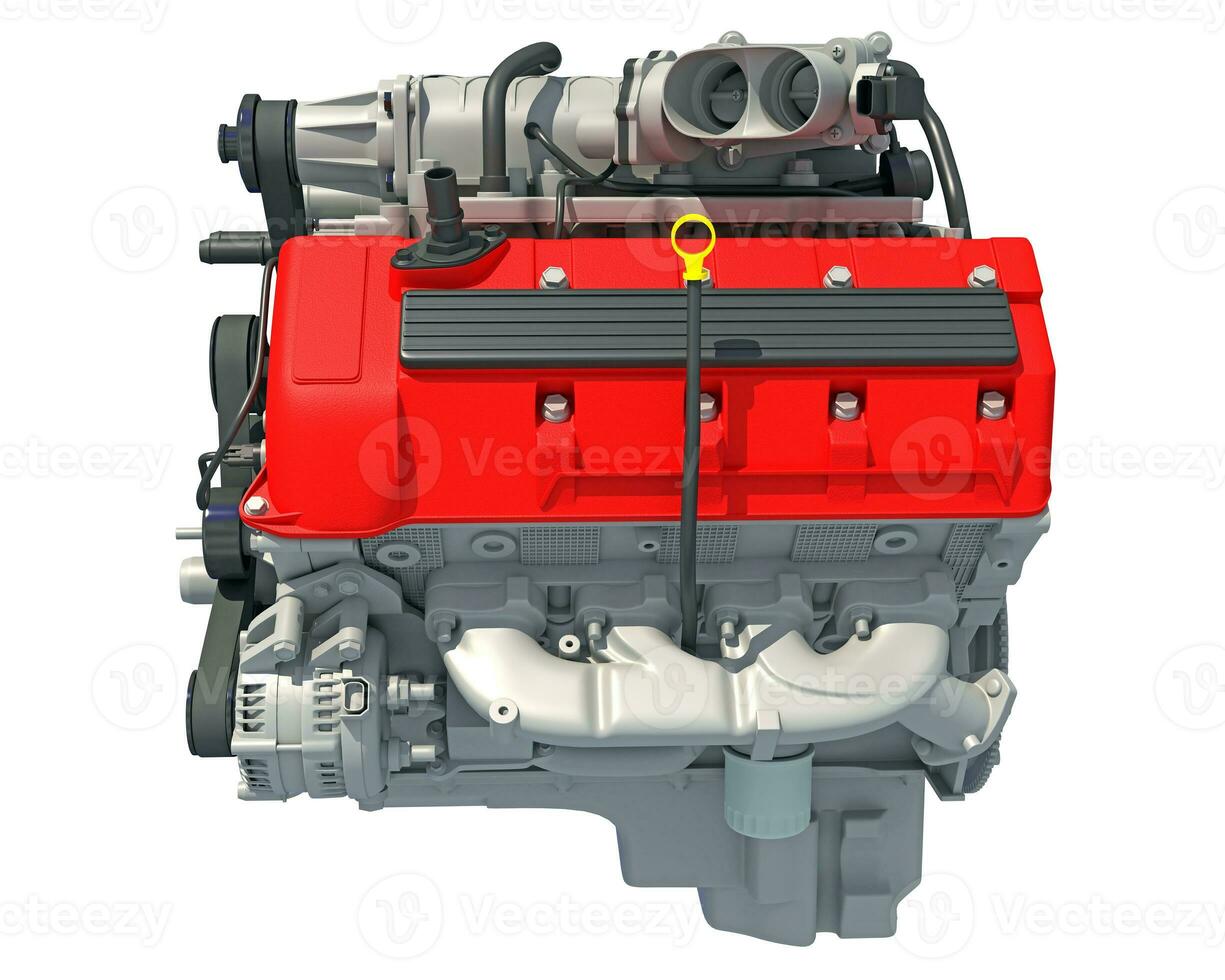 V8 Car Engine 3D rendering on white background photo