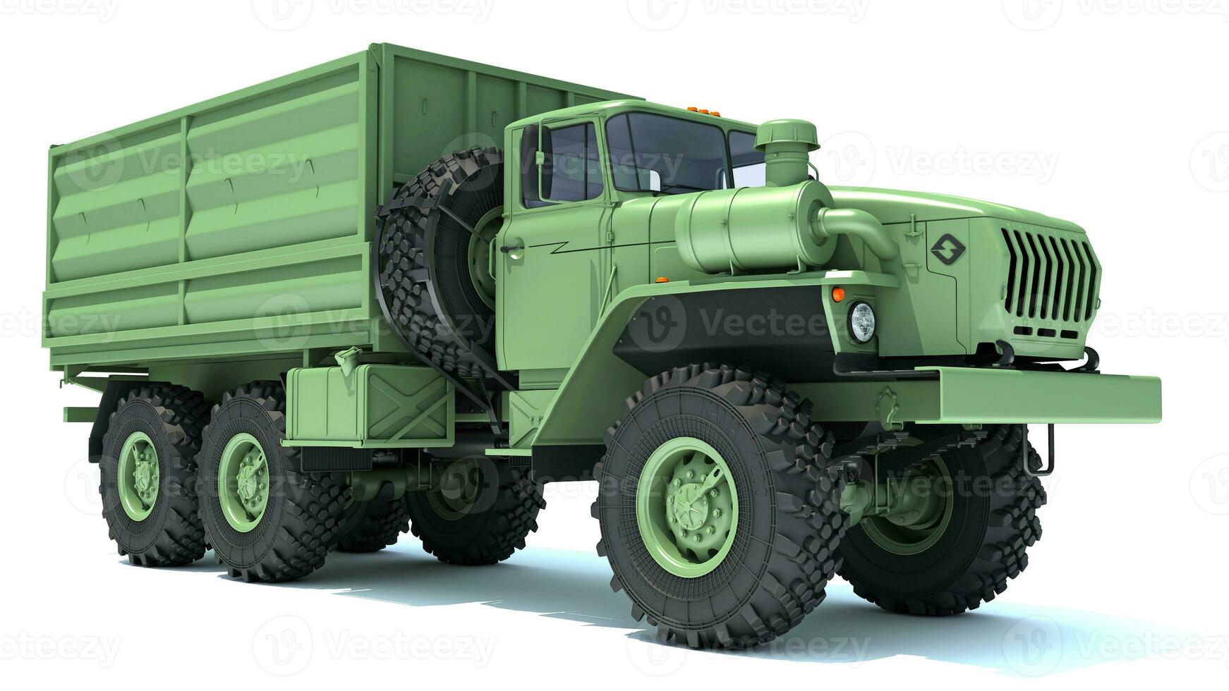 Military Truck Off Road 6x6 3D rendering on white background photo