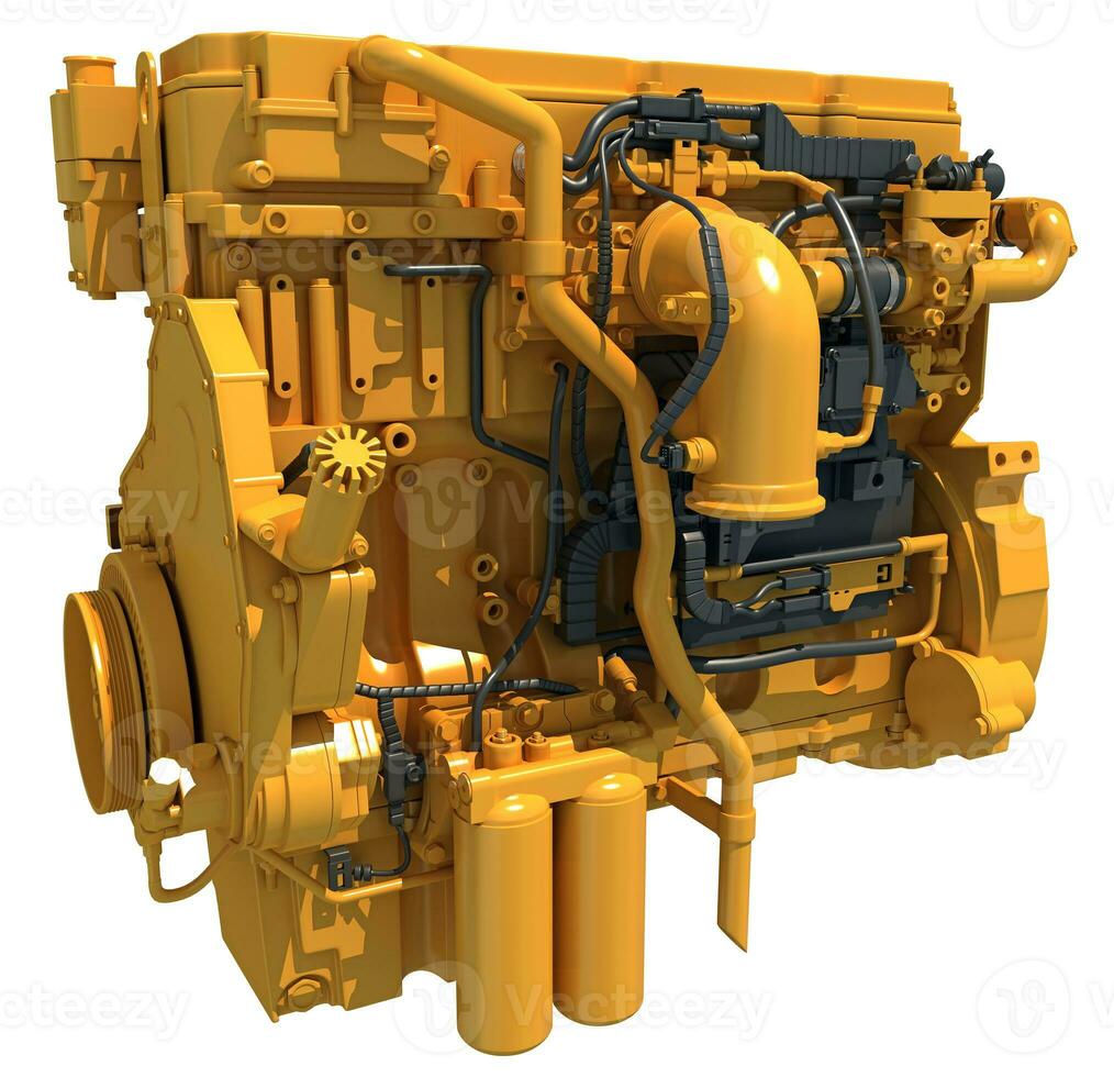 Industrial Diesel Engine 3D rendering on white background photo