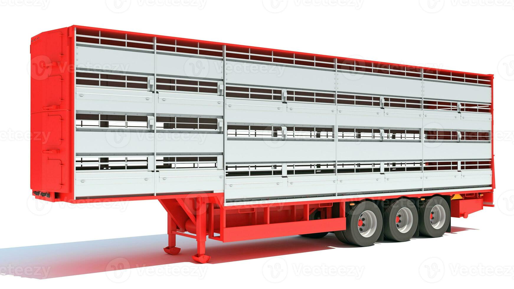 Cattle Animal Transporter semi trailer 3D rendering on white background photo