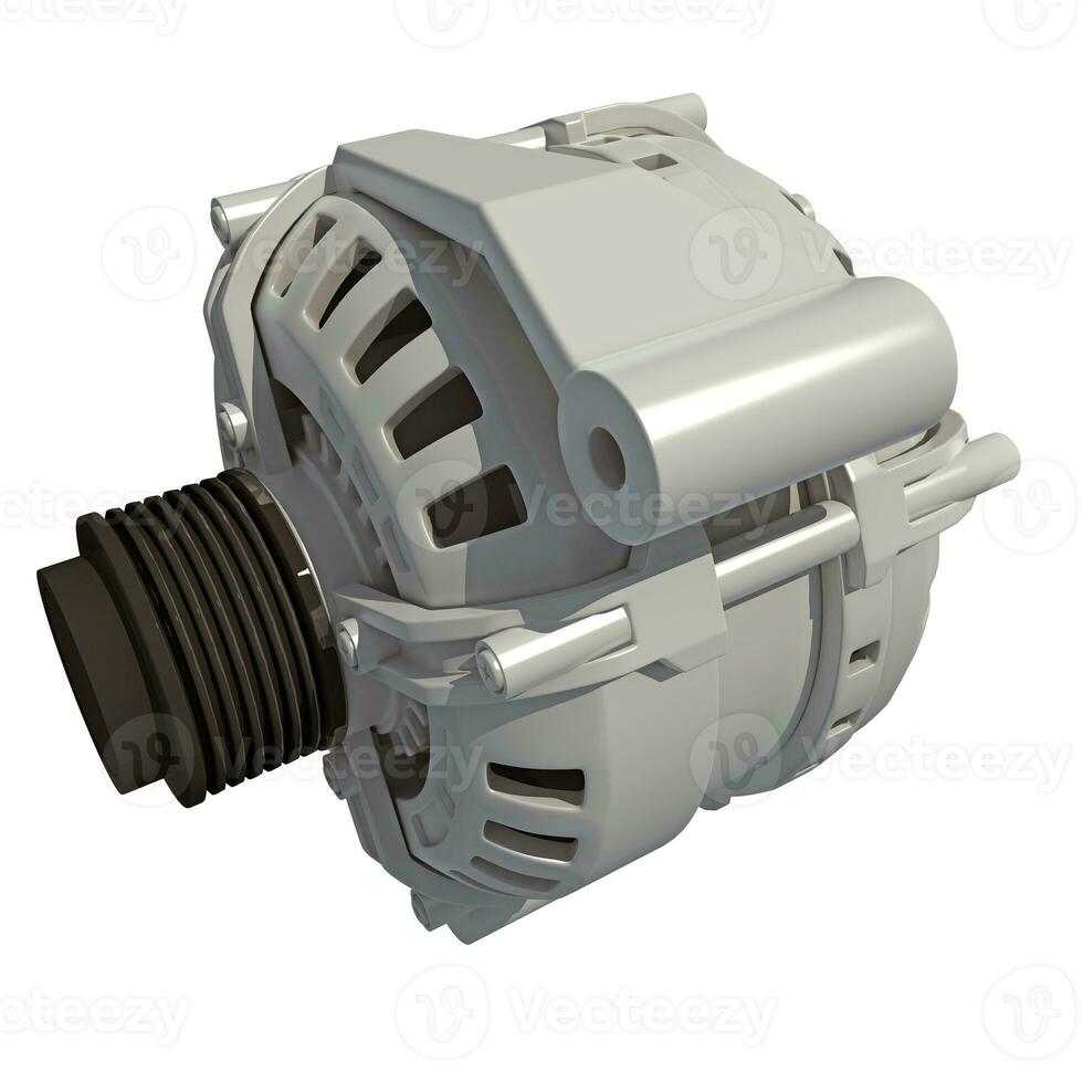 Vehicle Alternator 3D rendering on white background photo
