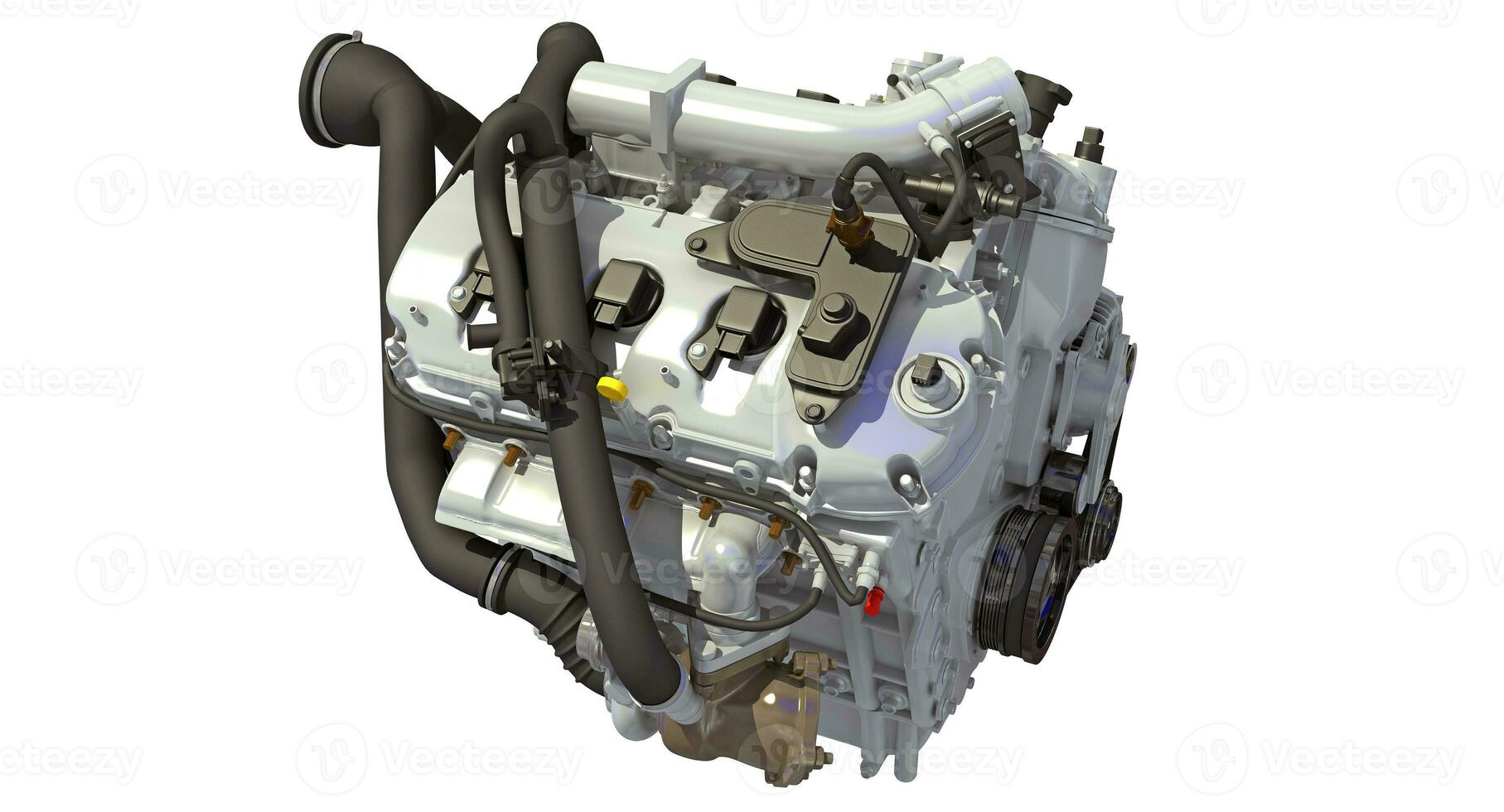 V8 Car Engine 3D rendering on white background photo