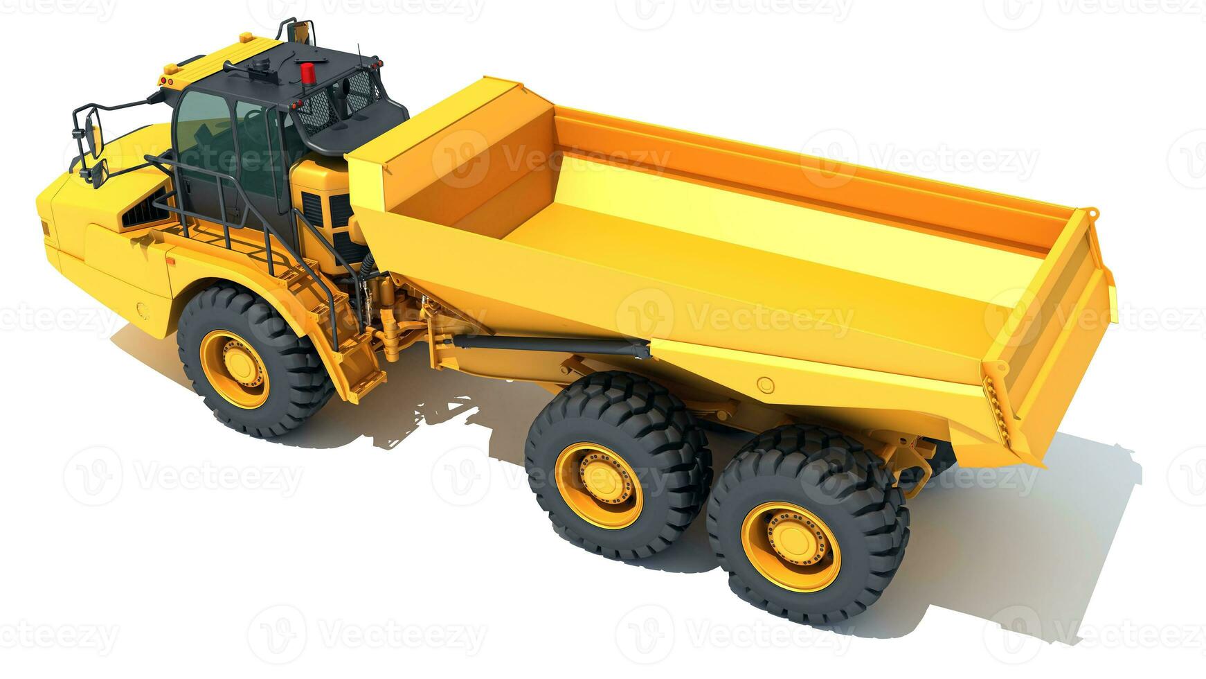 Dump Truck 3D rendering heavy construction machinery on white background photo