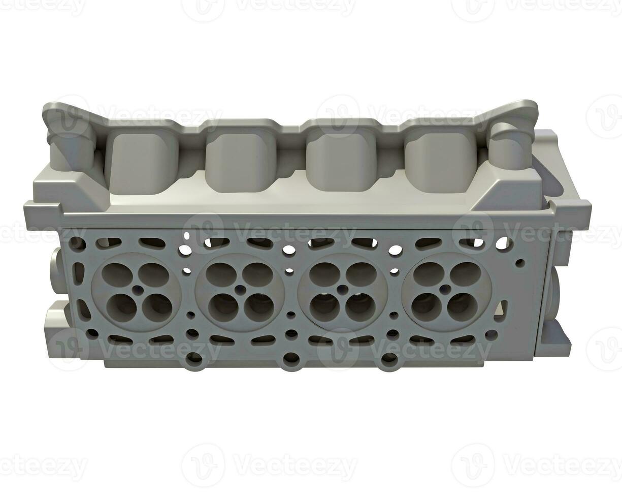 Car V8 Engine Cylinder Head 3D rendering on white background photo