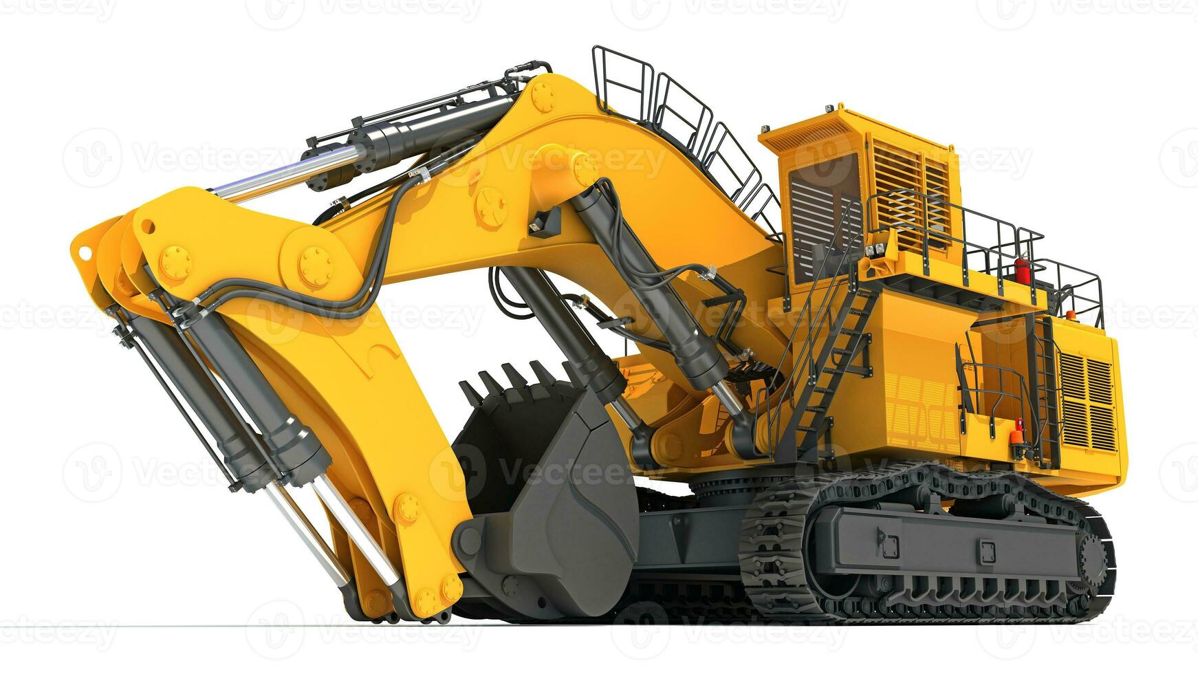Tracked Mining Excavator Shovel heavy construction machinery 3D rendering photo