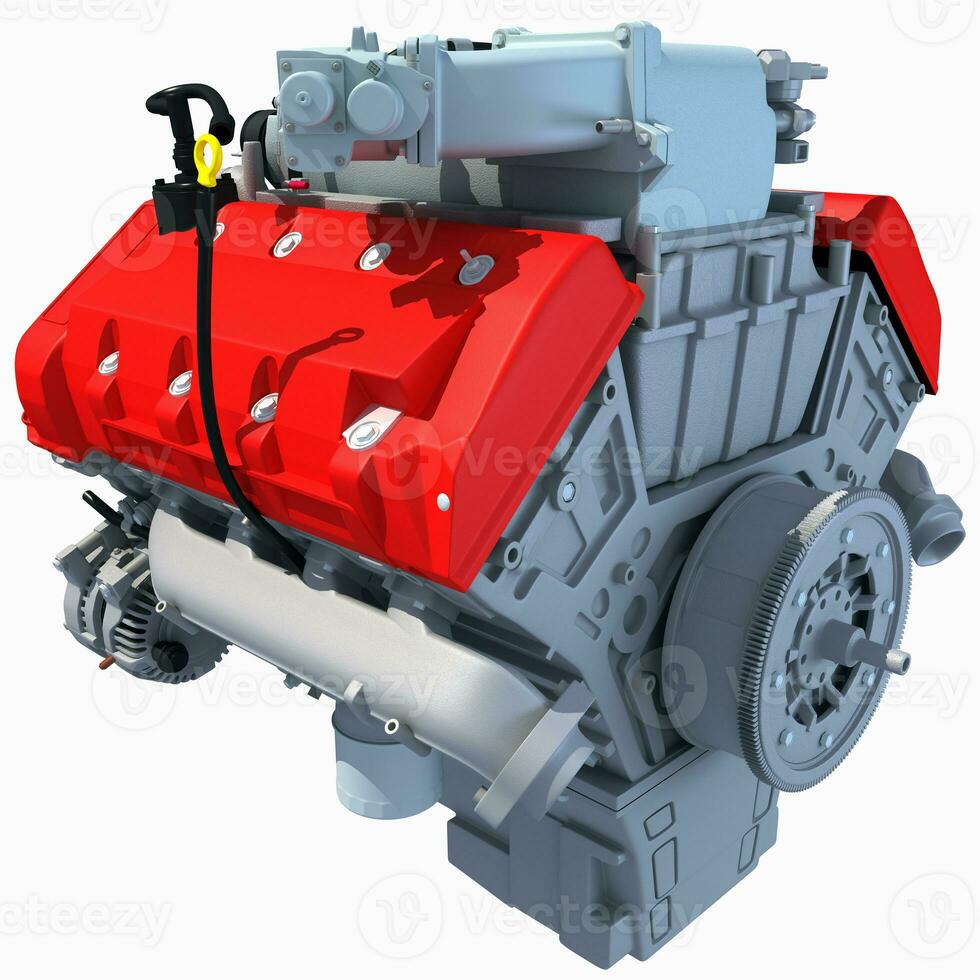 V8 Engine 3D rendering on white background photo