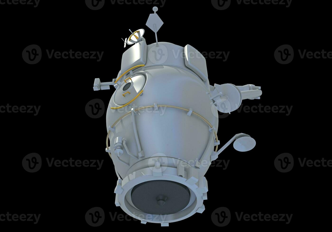 Service Module of ISS International Space Station 3D rendering on black background photo