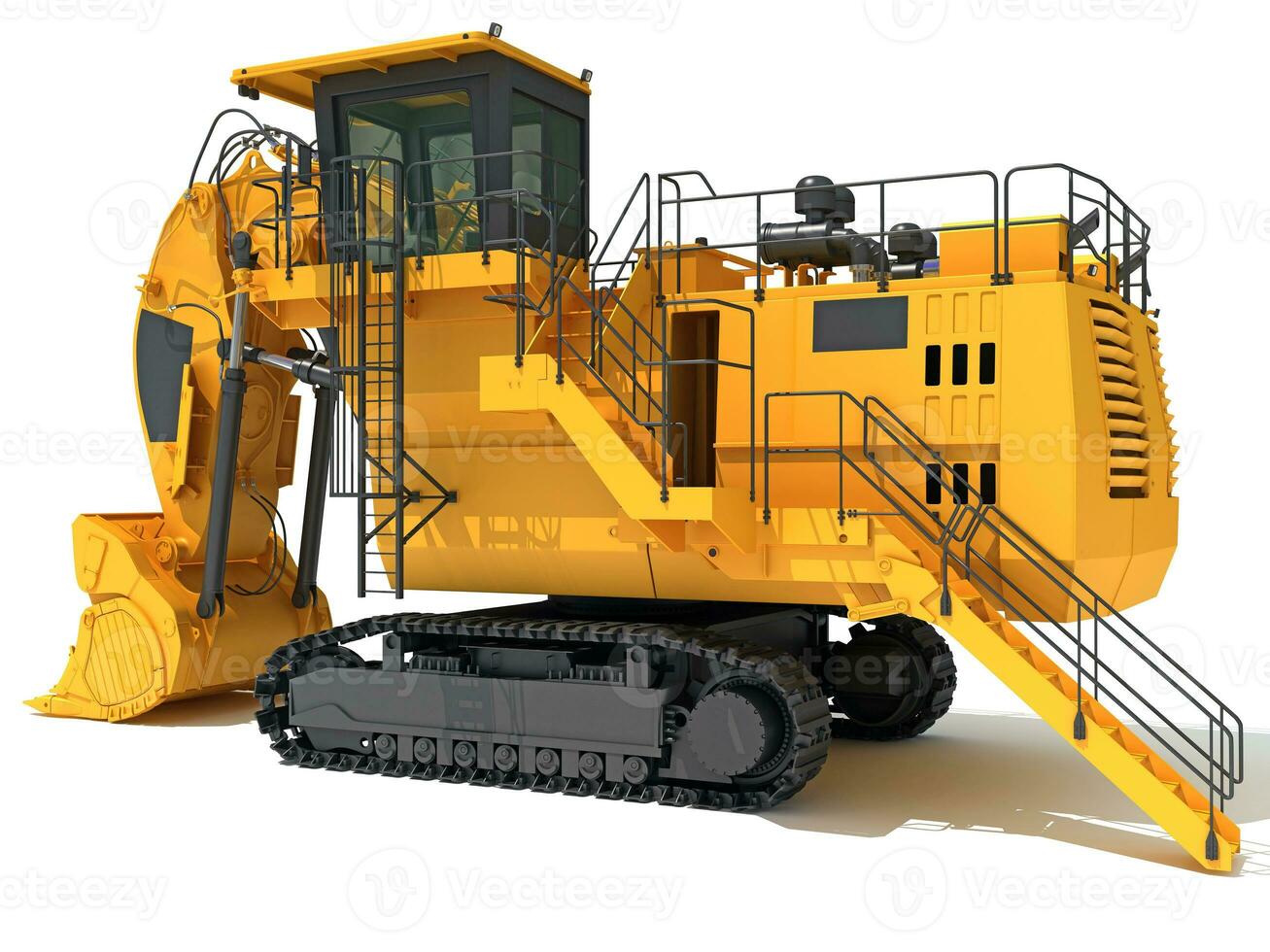 Tracked Mining Excavator Shove heavy construction machinery 3D rendering photo