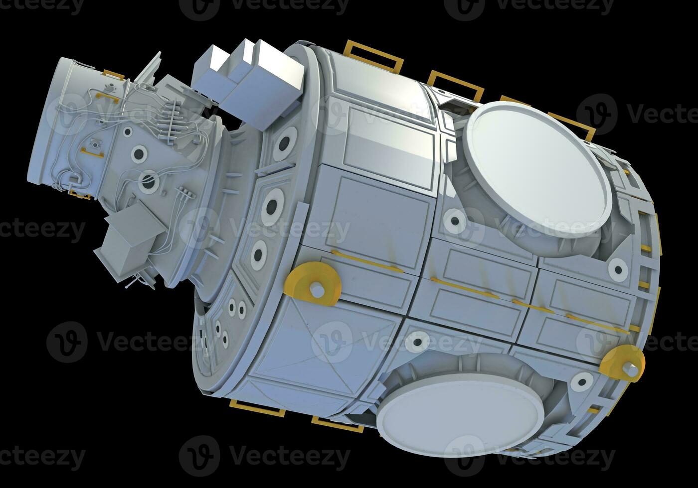 Service Module of ISS International Space Station 3D rendering on black background photo