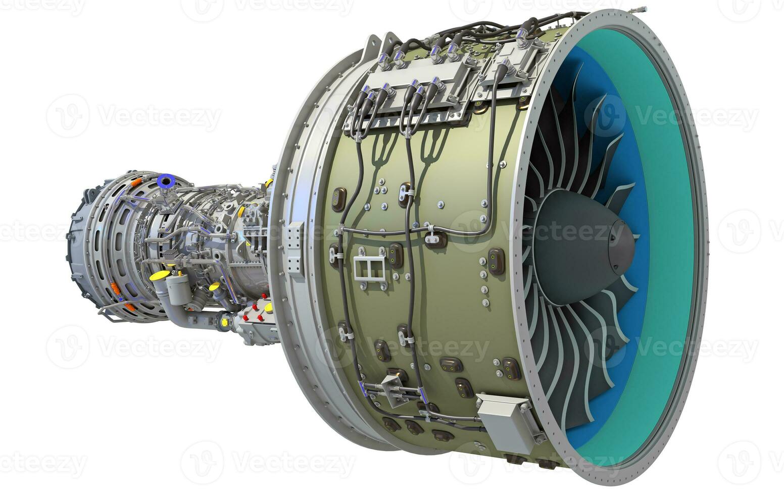 aeronave turboventilador motor 3d representación foto