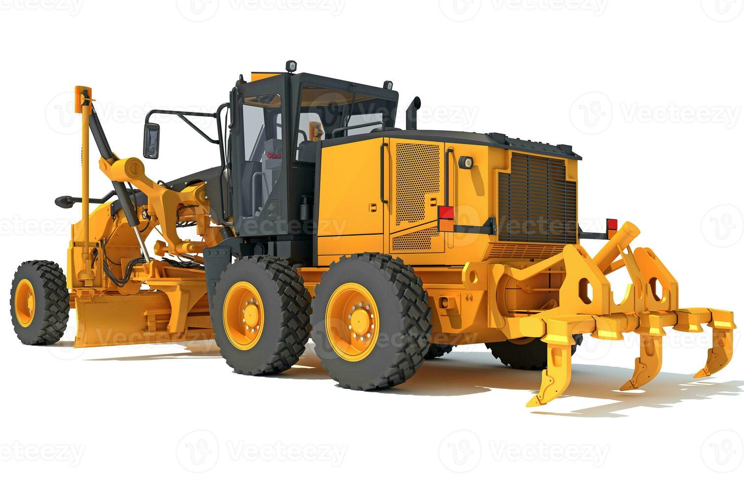 Motor Grader heavy construction machinery 3D rendering on white background photo