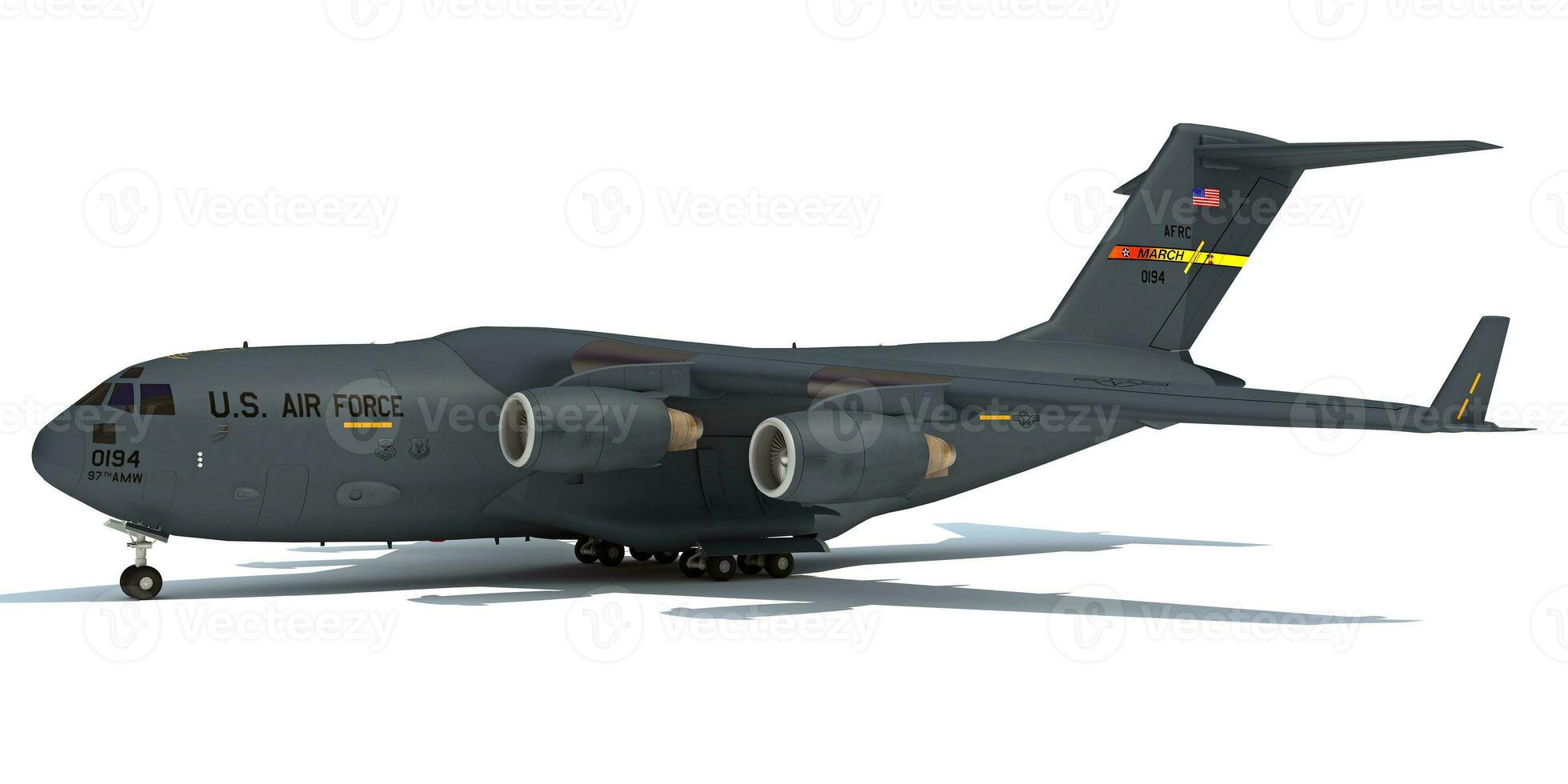 Military aircraft 3D rendering on white background photo