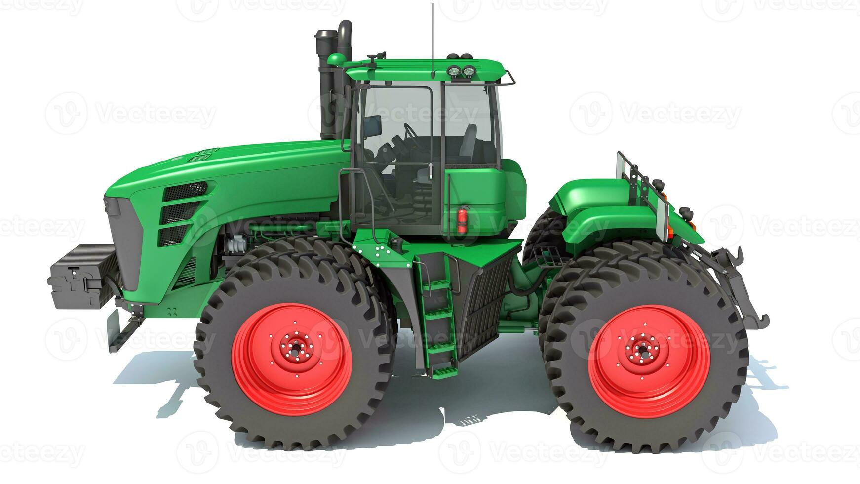con ruedas articulado granja tractor 3d representación en blanco antecedentes foto