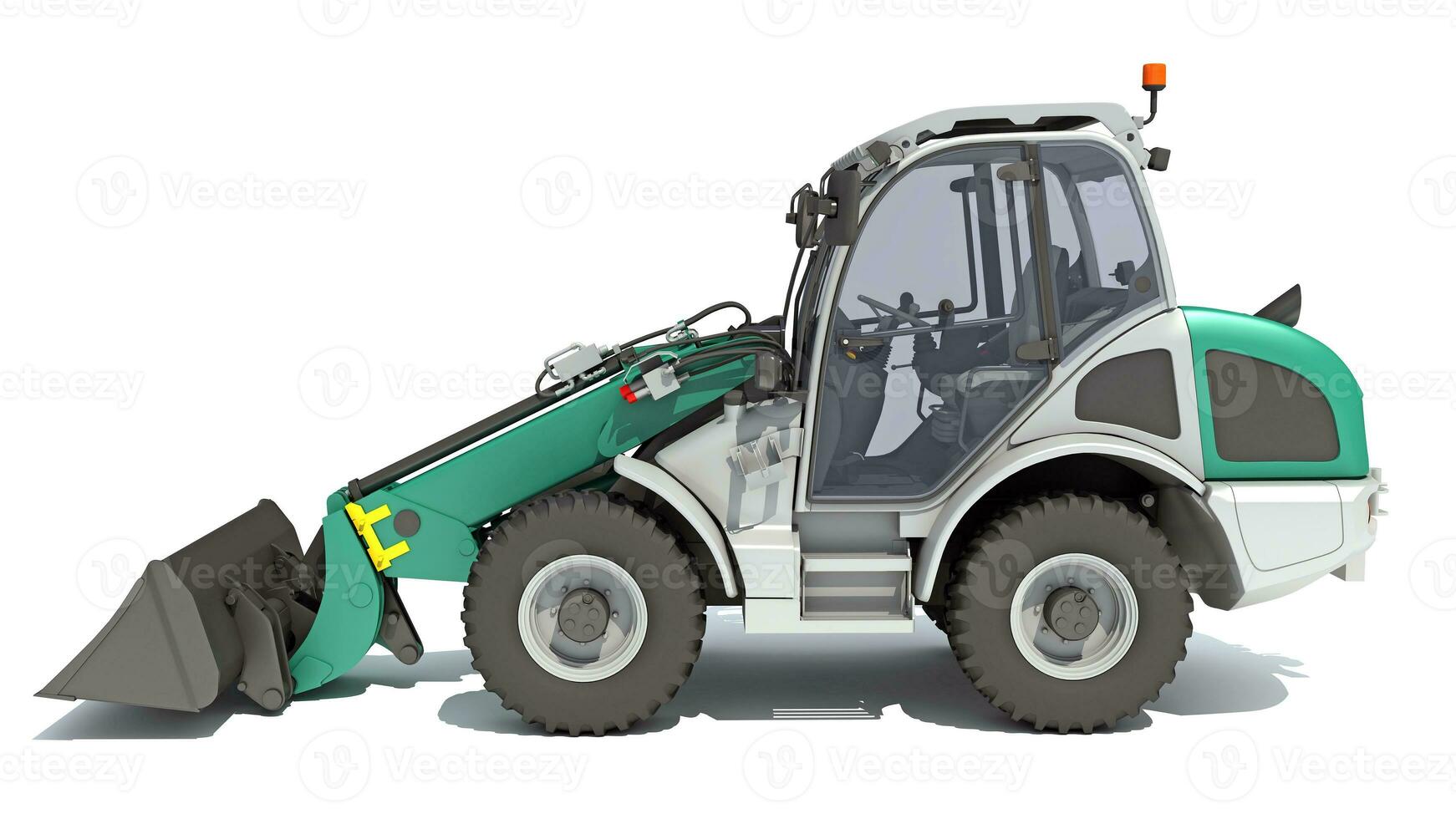 Telescopic Wheel Loader Telehandler Forklift 3D rendering on white background photo