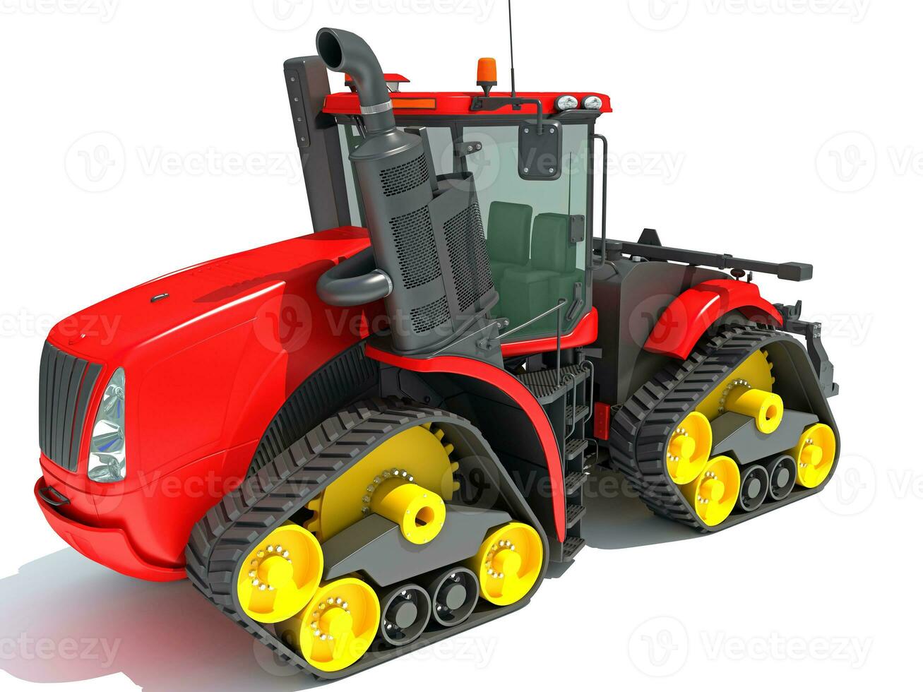 Farm Tractor 3D rendering on white background photo