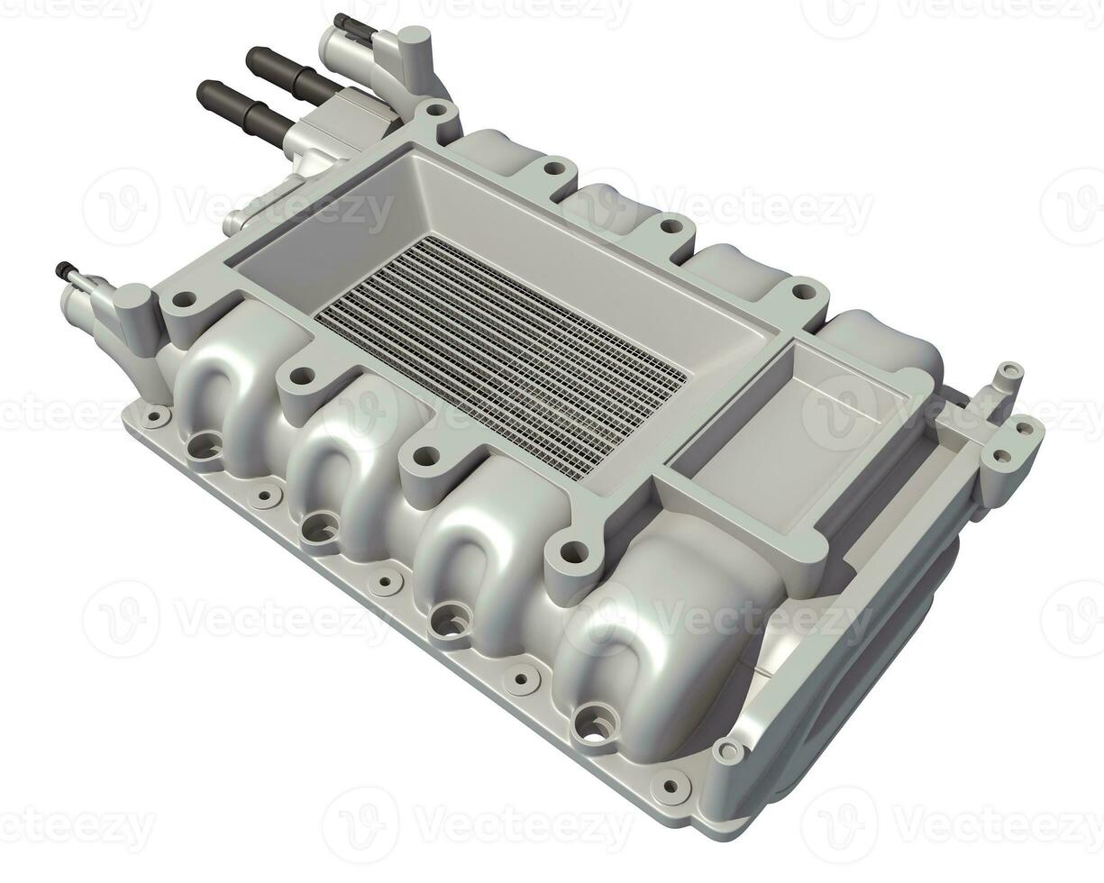 Engine Intake Manifold 3D rendering on white background photo