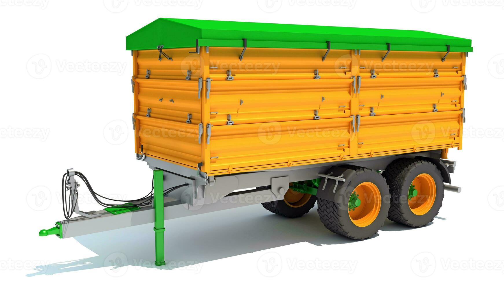 Farm Trailer 3D rendering on white background photo