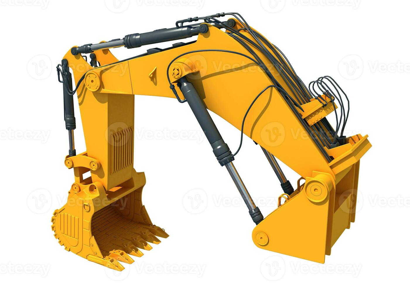 Excavator Shovel Crane Arm 3D rendering on white background photo