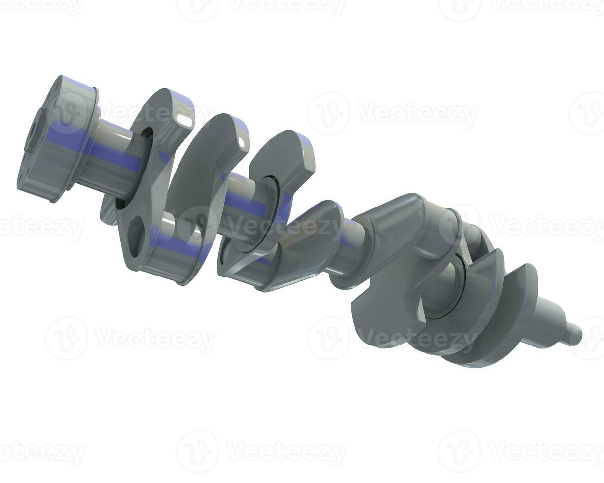 Engine Crankshaft 3D rendering on white background photo