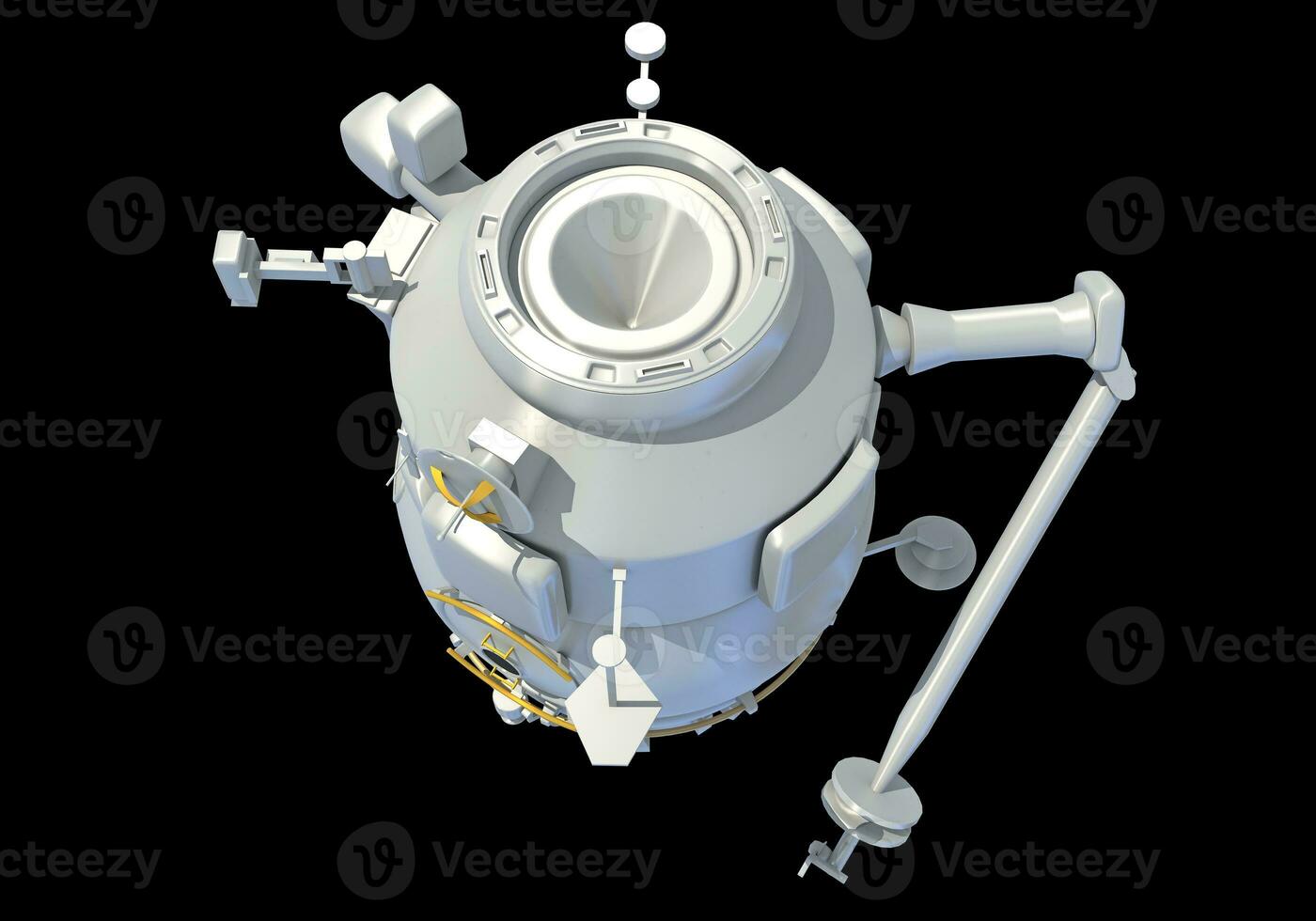 Service Module of ISS International Space Station 3D rendering on black background photo
