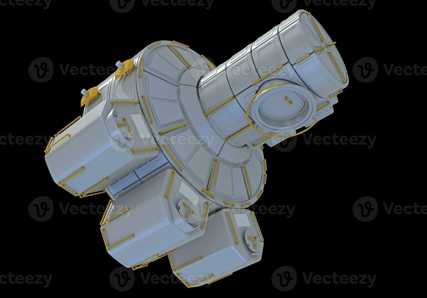 Service Module of ISS International Space Station 3D rendering on black background photo