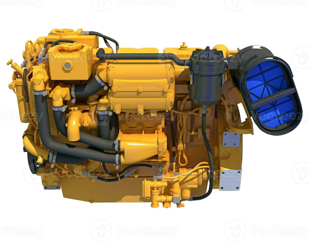 Marine Propulsion Engine for ships and boats 3D rendering on white background photo