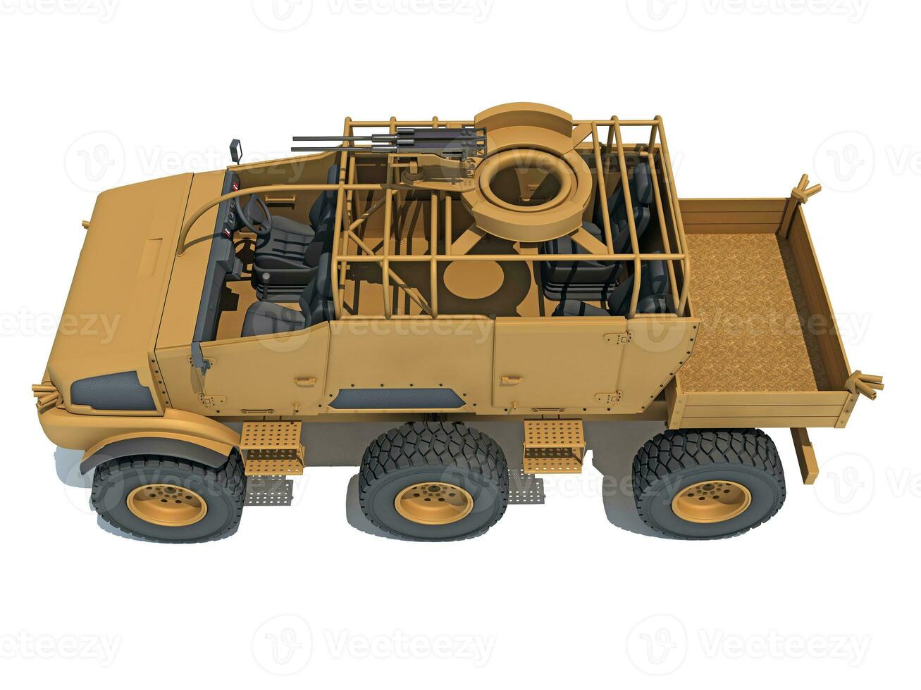 Military Vehicle 3D rendering on white background photo