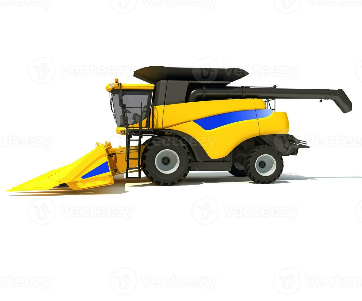 Combine Harvester 3D rendering on white background photo