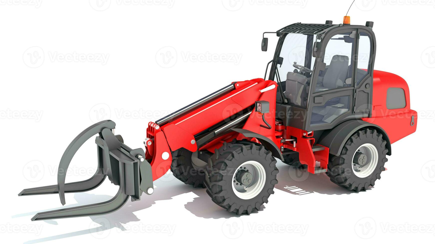 Telehandler heavy construction machinery 3D rendering on white background photo
